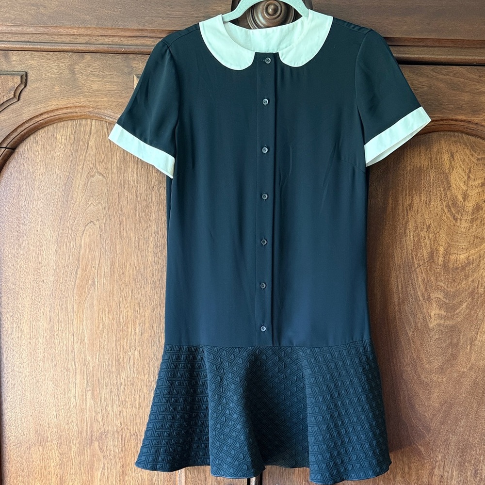 Missoni Black Drop Waist Dress w/ White Peter Pan Collar